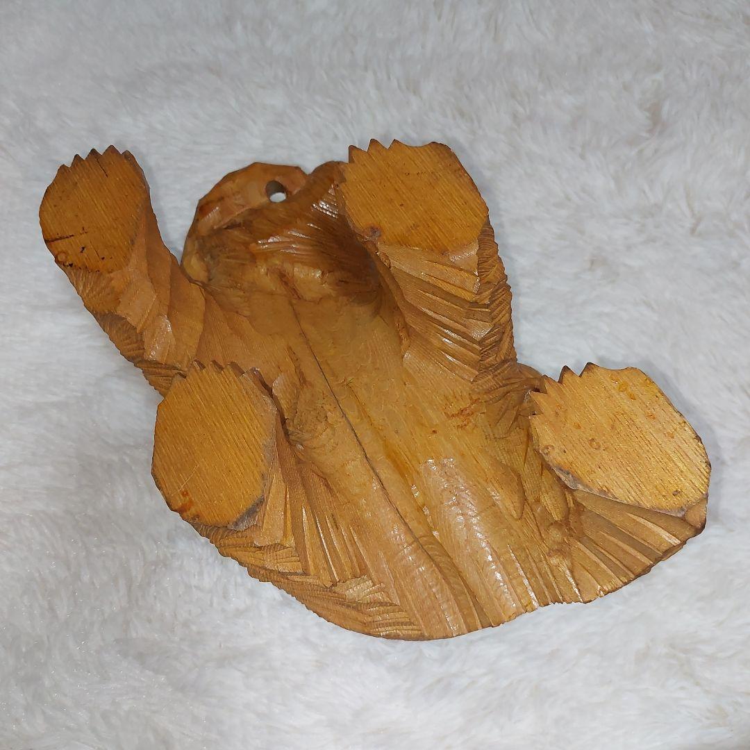 【希少】70年代 鮭背負い熊 釣竿くわえ 木彫りの熊 一刀彫 アイヌ民芸 北海道