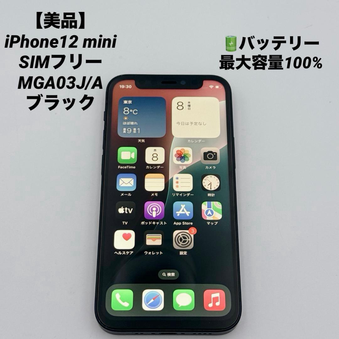 【美品】iPhone12 mini SIMフリー MGA03J/A ブラック