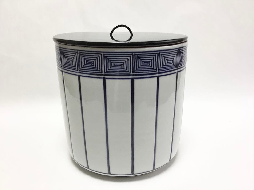 茶道具 古物品 水指 染付 桶側 静山 木箱入