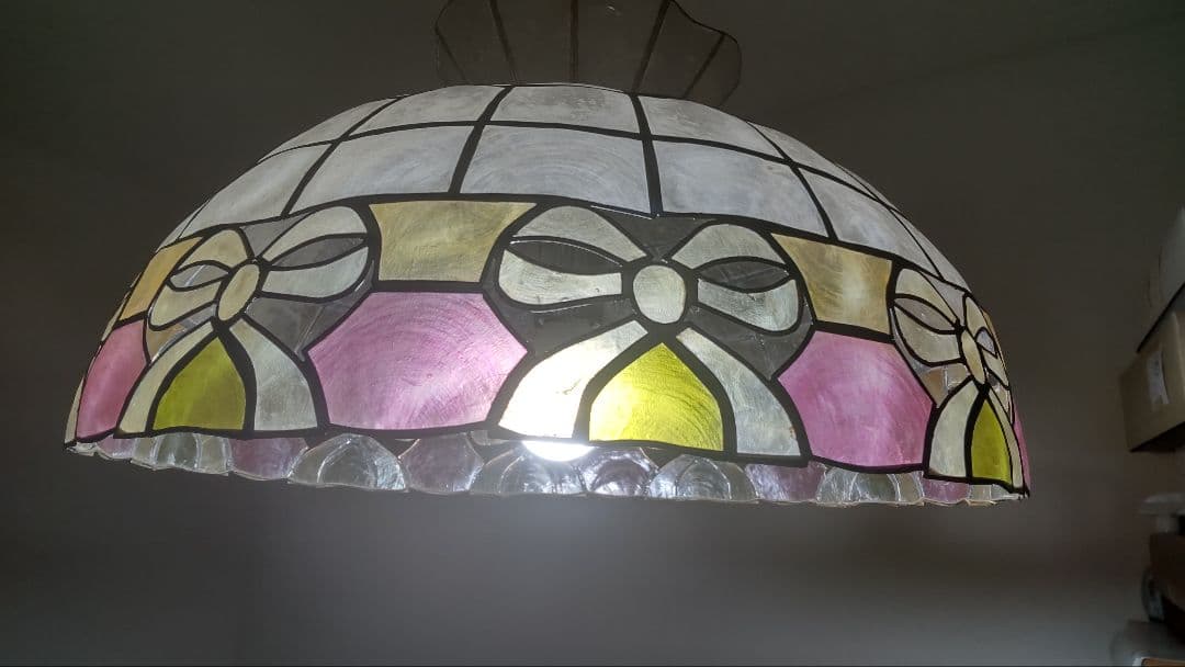 ペンダントライト 照明 昭和レトロ シェードライト シェルステンドグラス 貝殻