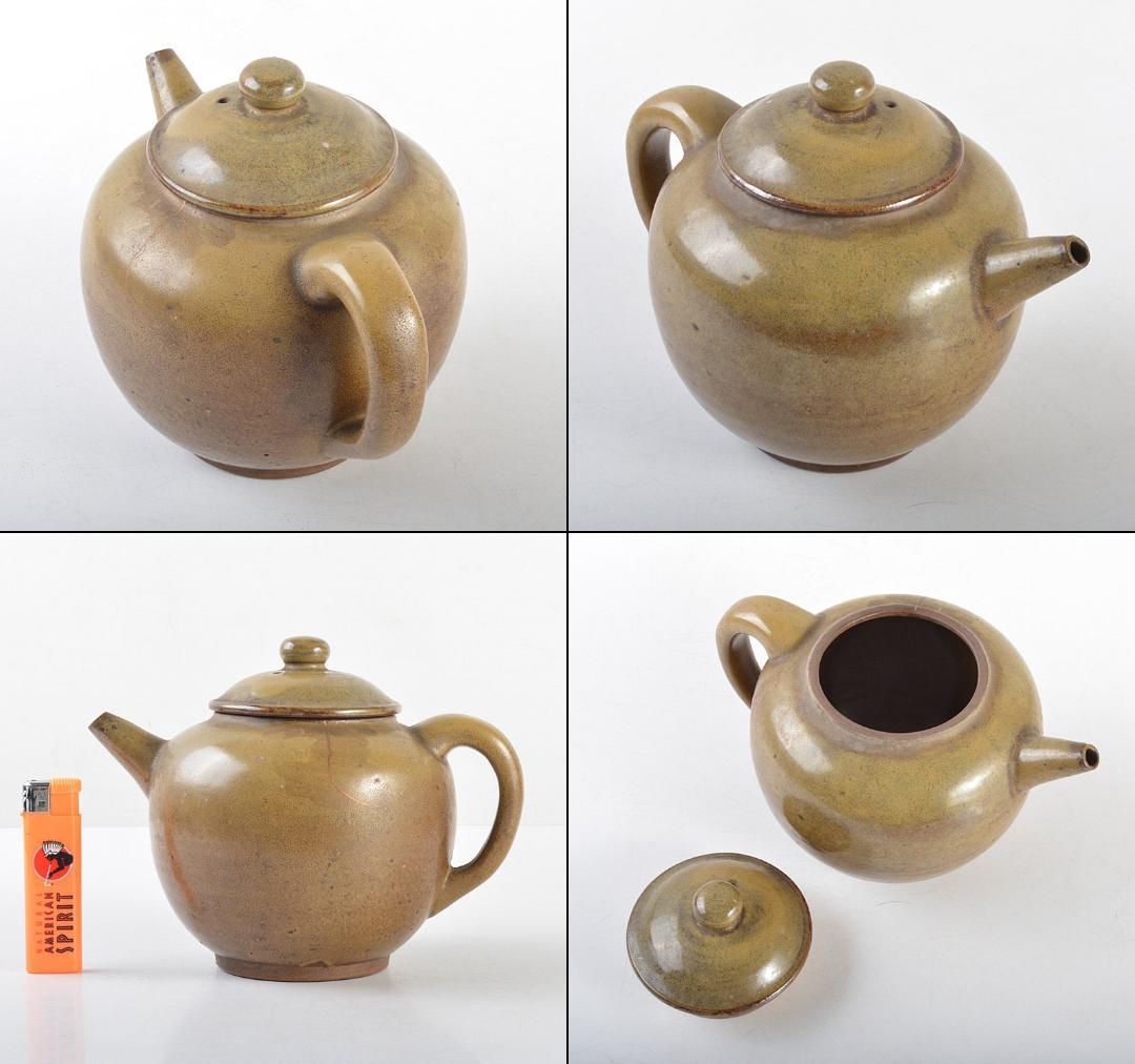中国　 茶葉末釉　急須　茶壷　 金継ぎ直し　M　R4778