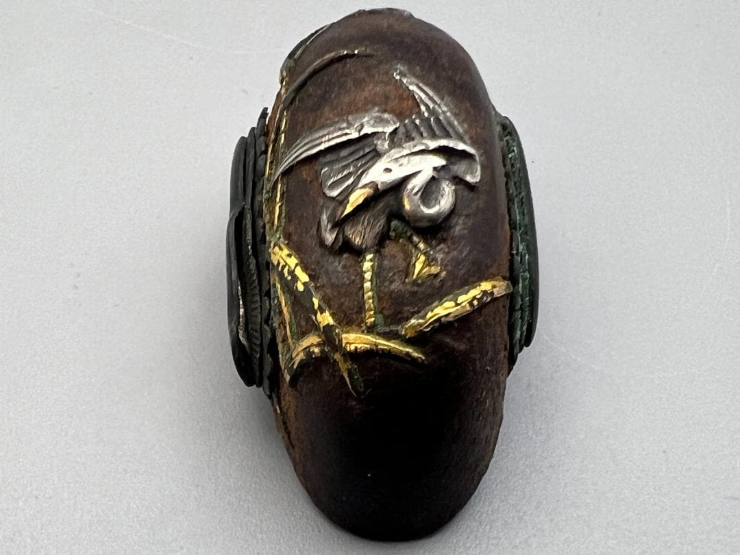 【海】江戸明治期　日本刀装具　獅子　蝦図　金象嵌　縁頭　3点　骨董品　美術品