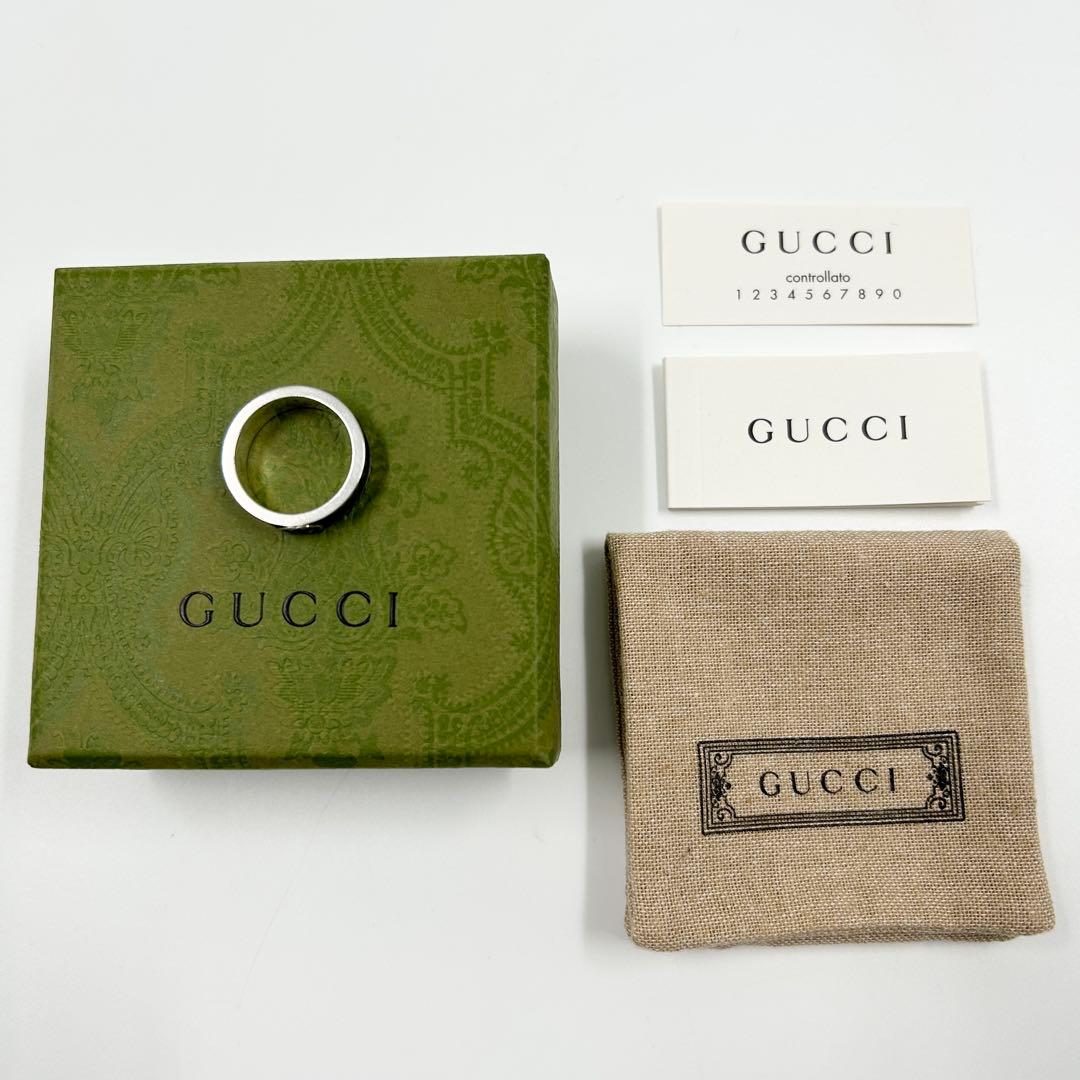美品✨　グッチ　GUCCI リング　アラベスク　インターロッキング　エナメル　燻