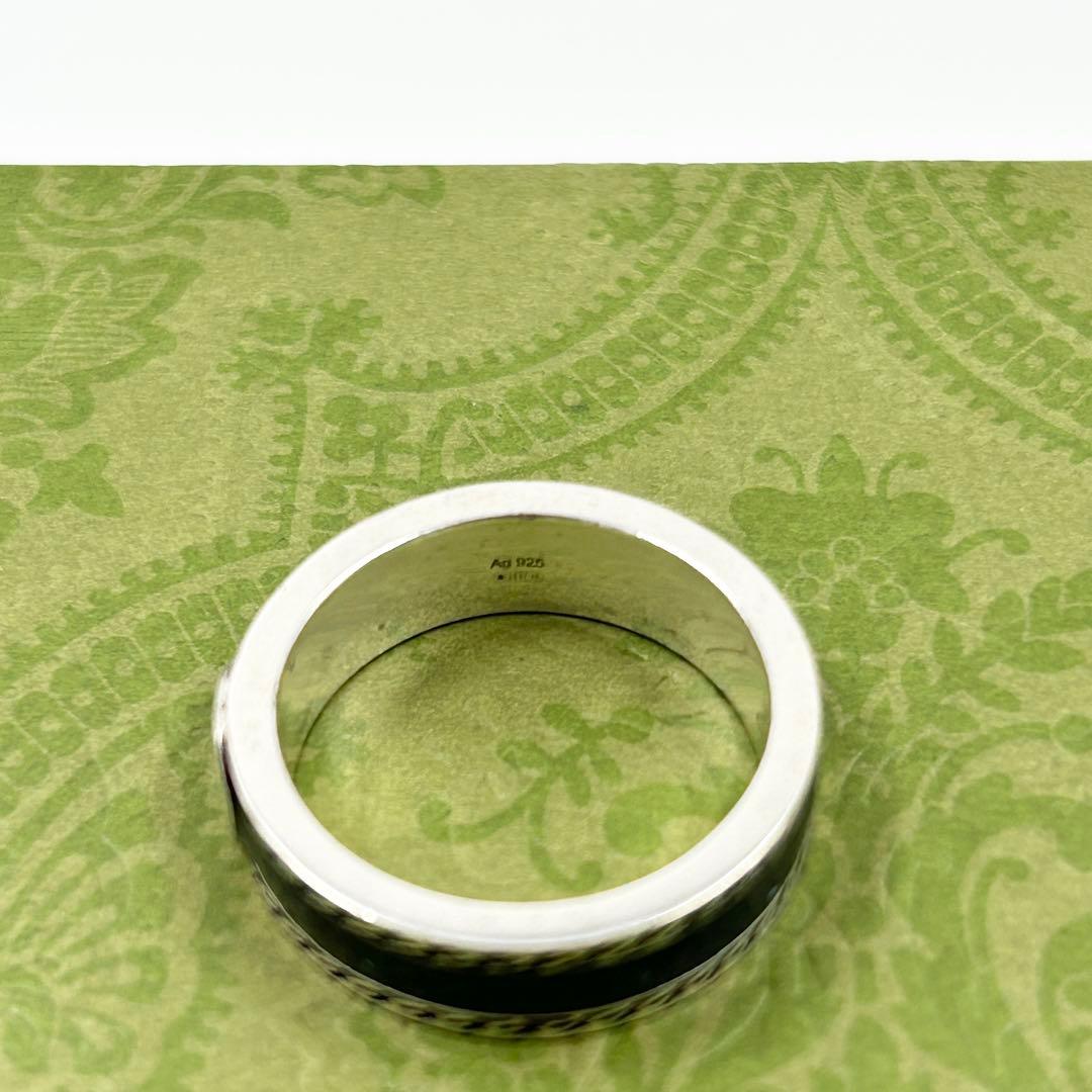 美品✨　グッチ　GUCCI リング　アラベスク　インターロッキング　エナメル　燻