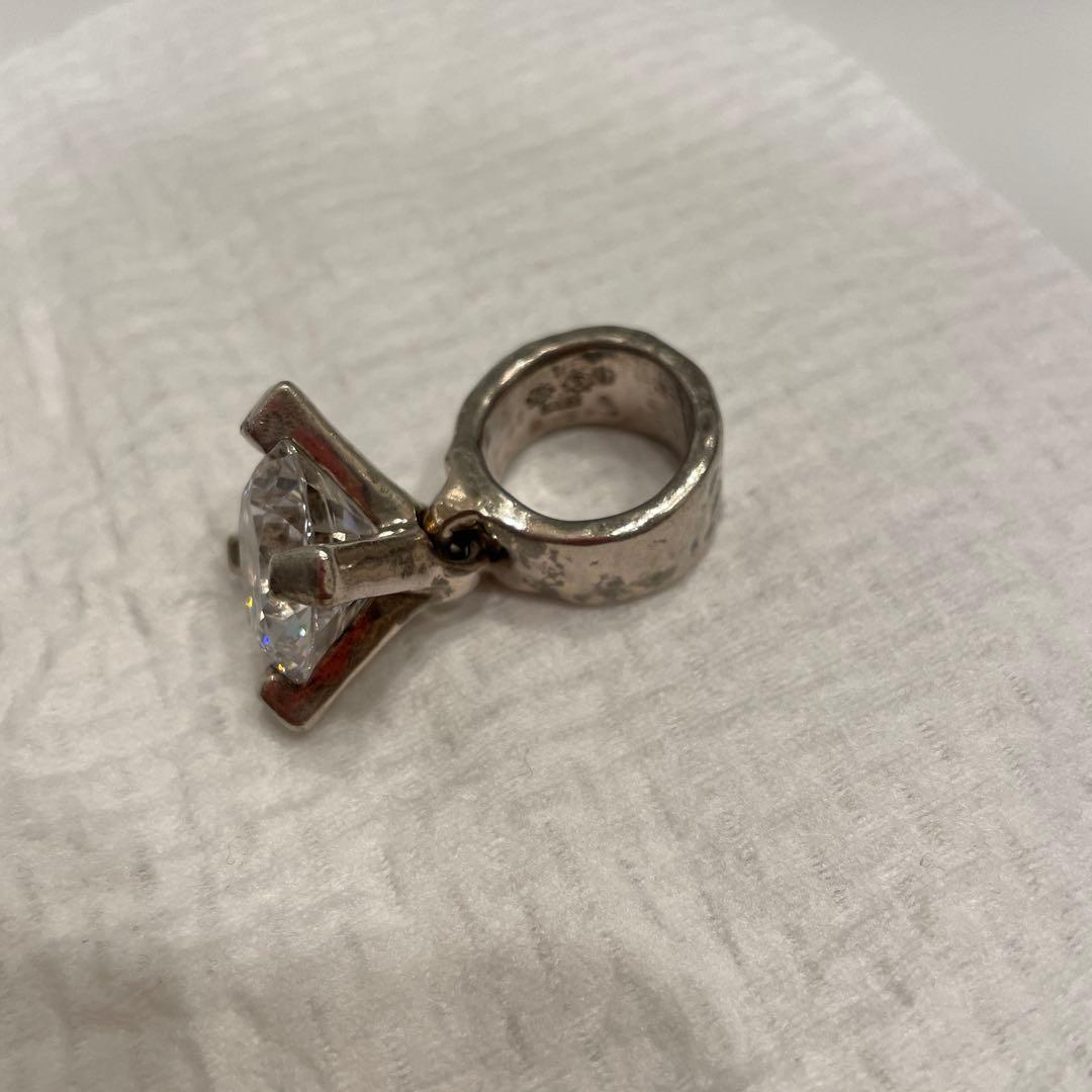 希少！e.m 11号くらい　ジルコニア大 シルバーリング