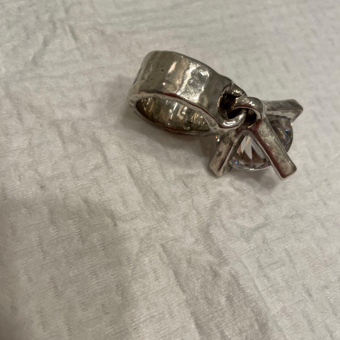 希少！e.m 11号くらい　ジルコニア大 シルバーリング