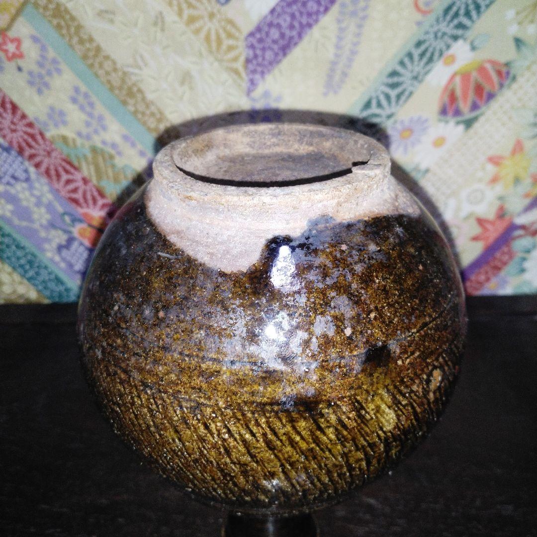 NO384 古相馬焼　上野目焼き　鉄釉徳利　時代物