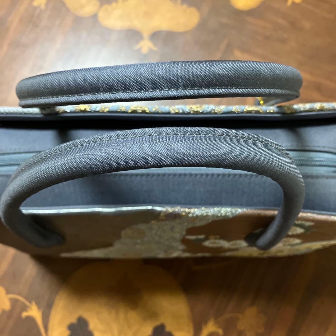 タグ付き未使用品 利休バッグ① 京都西陣織正絹帯地 ＊大判ハンカチはオマケ