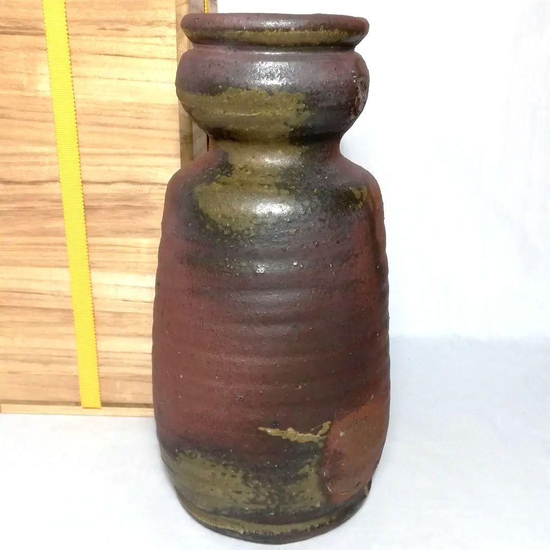 備前市無形文化財 榊原清人 備前焼 花入 共箱栞付き 物故作家 フラワーベース