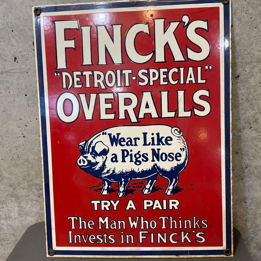 FINCK'S OVERALLS 看板 ヴィンテージ フィンクス USA