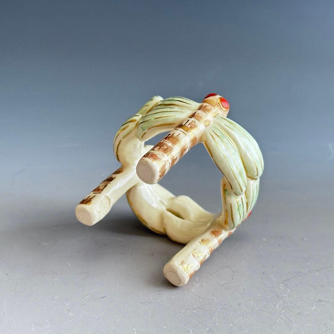 茶道具　色絵　蜻蛉　蓋置　中村秋峰　共箱　京焼　清水焼　秋　茶会　トンボ　勝蟲