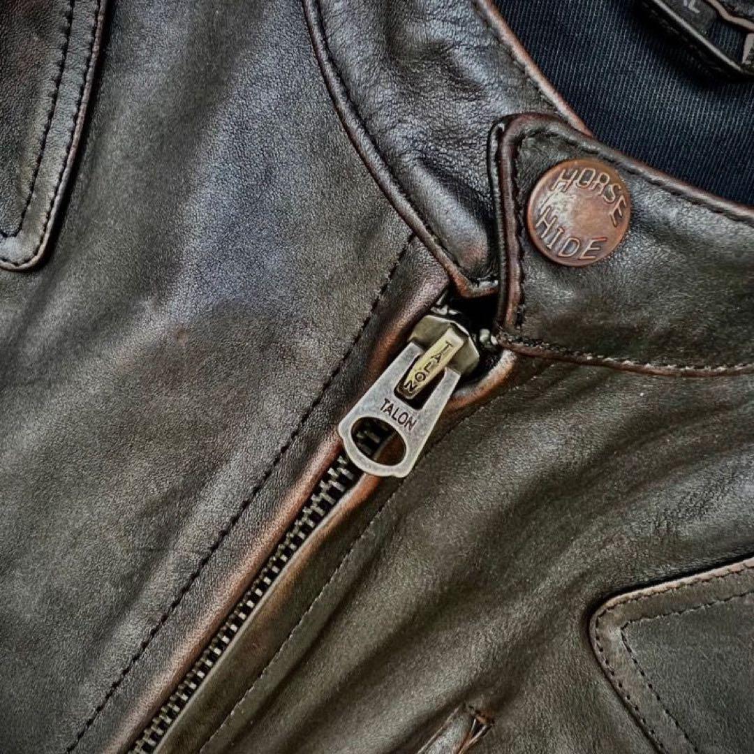 わ*ん様 ヴェノム風 馬革ライダースジャケット（RRL風デザイン）Lサイズ相当