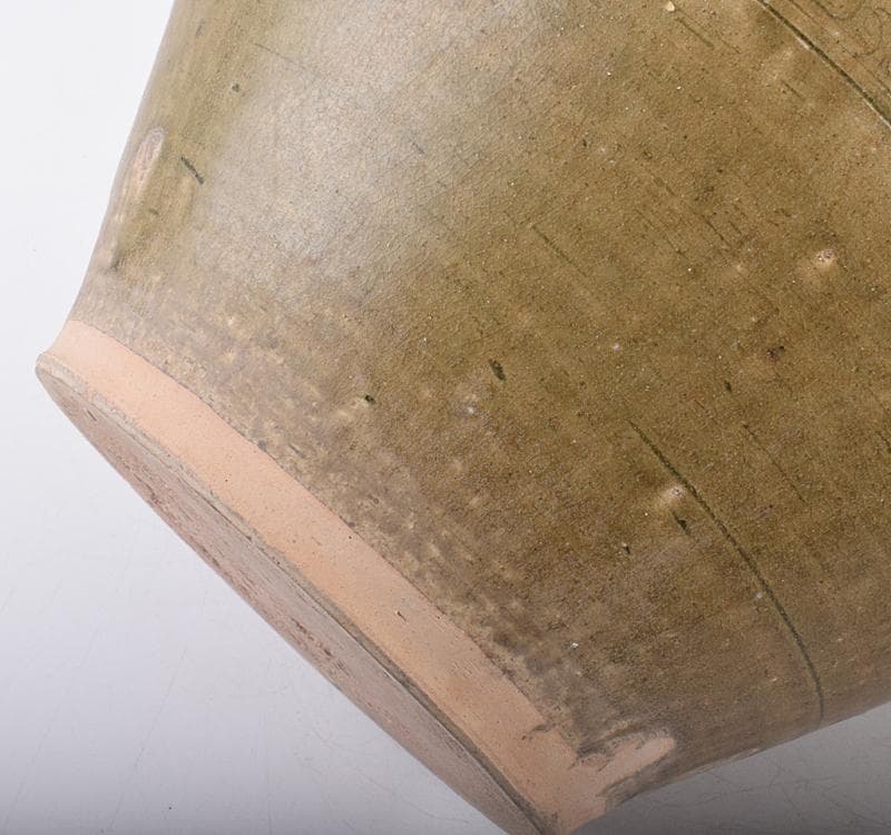 中国　緑釉　花卉文　四耳壷　V　R3585C