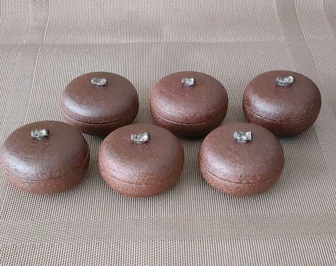 ベン・コーエン 焼締め口取蓋付き器 ６個