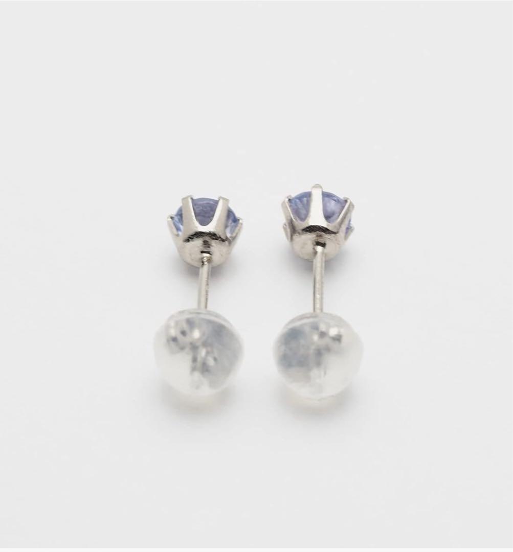 プラチナ900 タンザナイト スタッドピアス 0.5ct/4mm