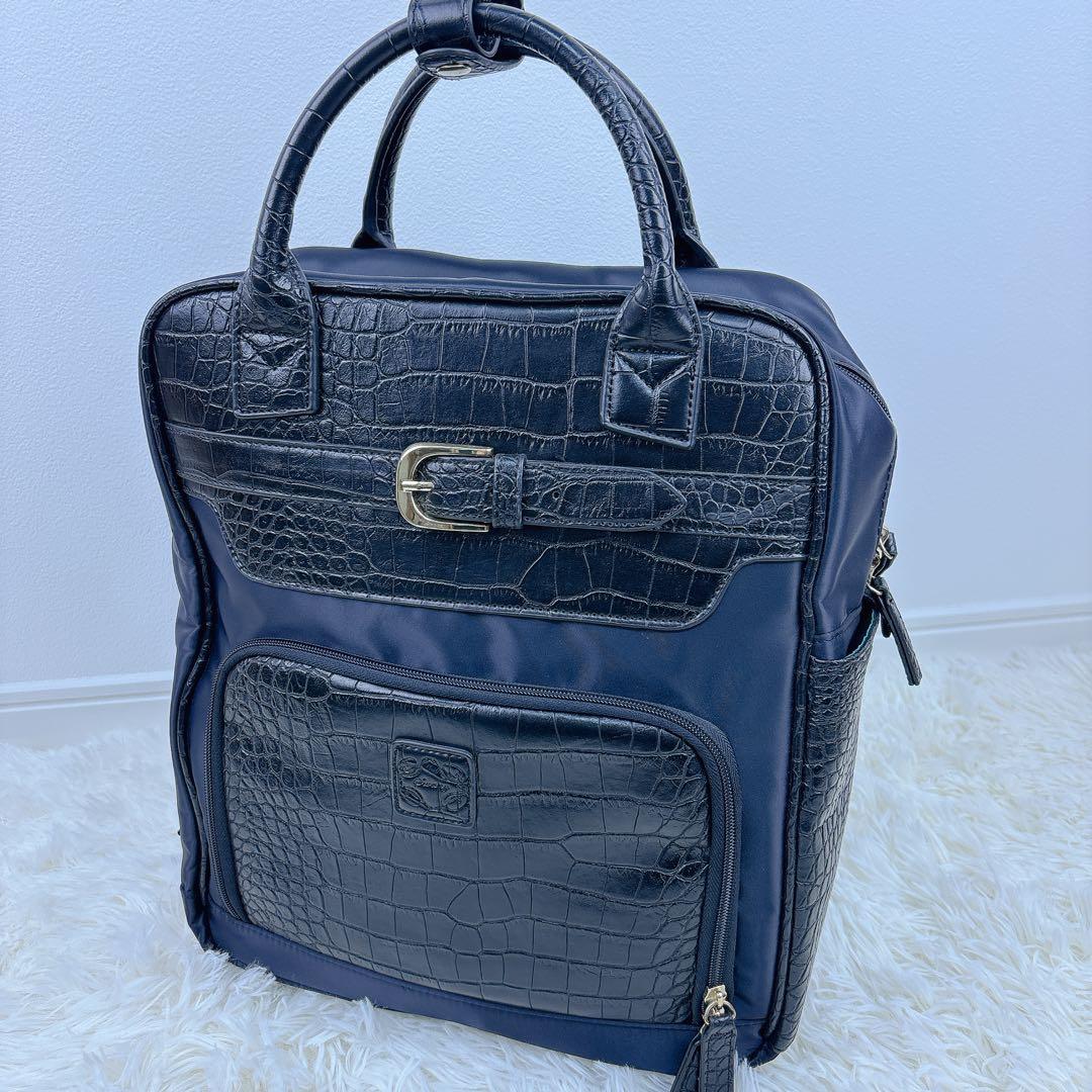極美品✨ SWANY スワニー キャリーバッグ レザー クロコ型押し 機内持込み