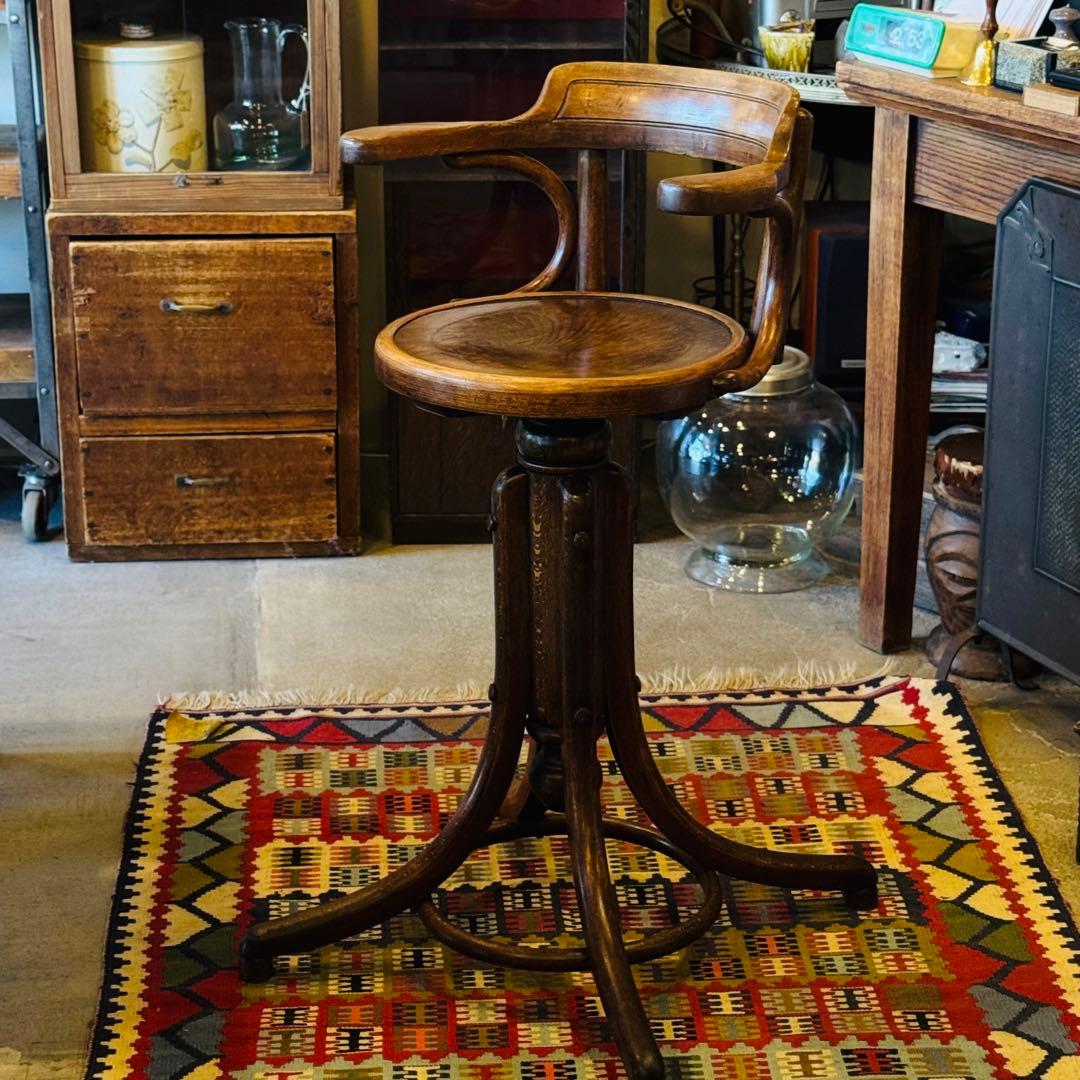 1920s Fischel ベントウッド 昇降式ハイチェア (チェコ製)