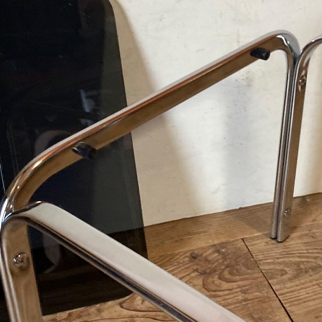 ヴィンテージ クロム スモーク ガラス サイドテーブル スペースエイジ