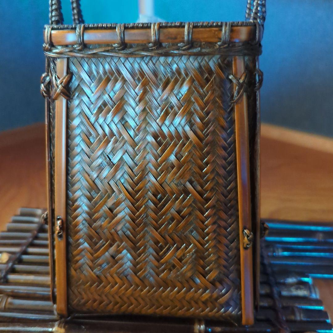 茶道具　華道具　竹細工　網代　竹籠　花籠　花器　花生け（竹製花台竹筏・おとし付）