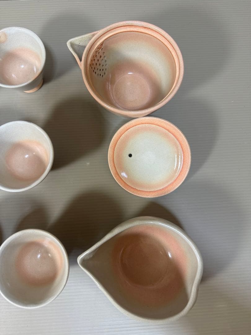 2239 萩焼　茶器セット　宝瓶1客　湯冷し1客　湯呑6客　未使用