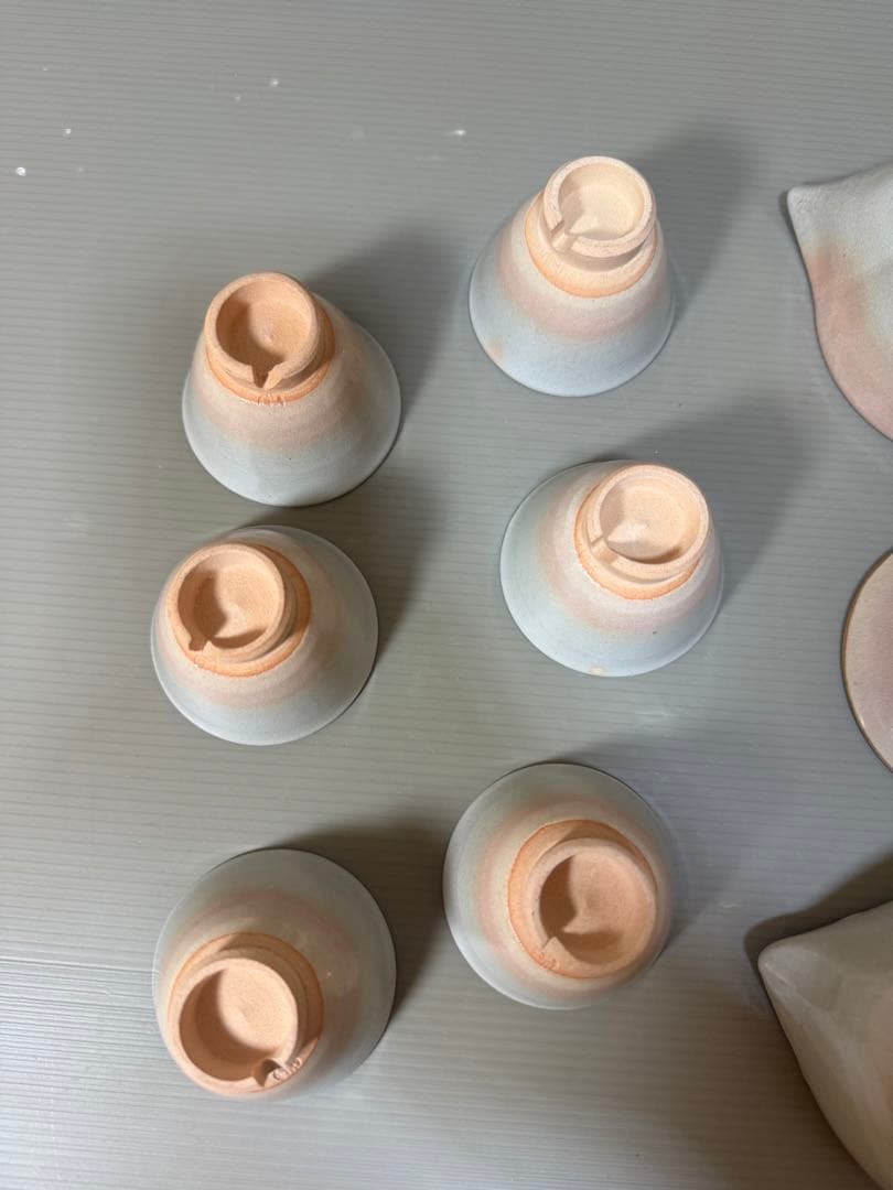 2239 萩焼　茶器セット　宝瓶1客　湯冷し1客　湯呑6客　未使用