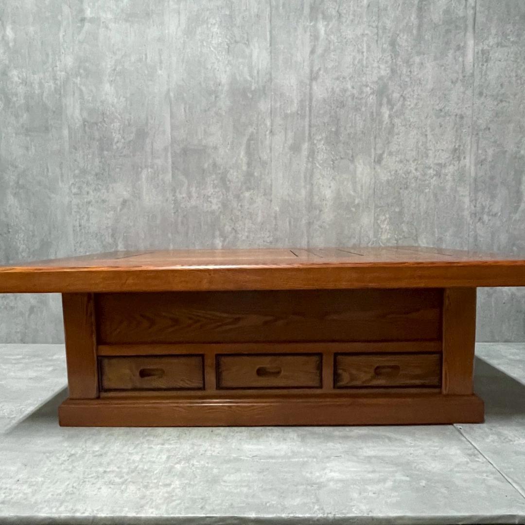 昭和レトロ アンティーク関西長火鉢 古民家家具 総欅無垢材 テーブル