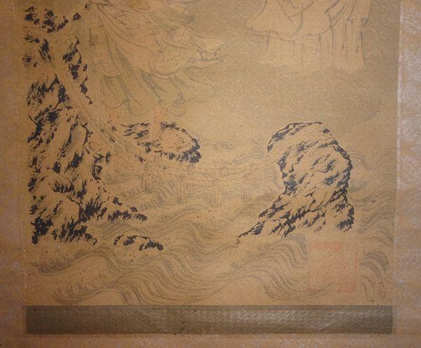 1890年 二見興玉神社 三神 天照皇大神 豊受大神 猿田彦神 天狗 紙本 掛軸