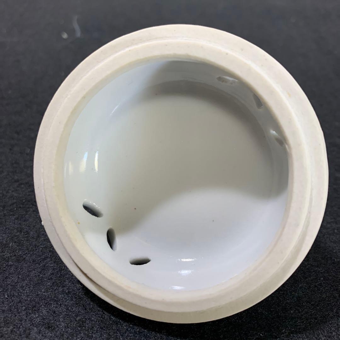 九谷　陶華作　香炉　染付　遊環手　三つ足　九谷焼