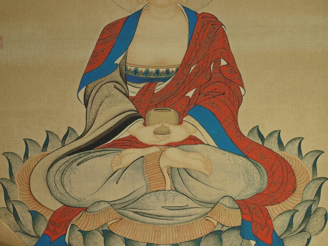 人物図丁观鹏作　 清末 肉筆唐物　掛け軸　捲り古美術古董品 BD468C11-4