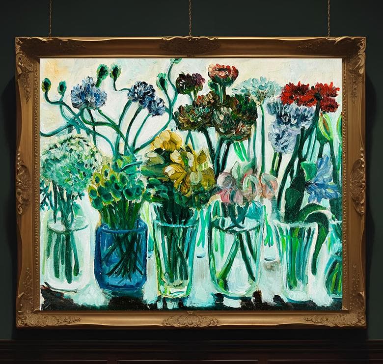 38×46㎝「窓辺の花瓶」油彩・原画・F8