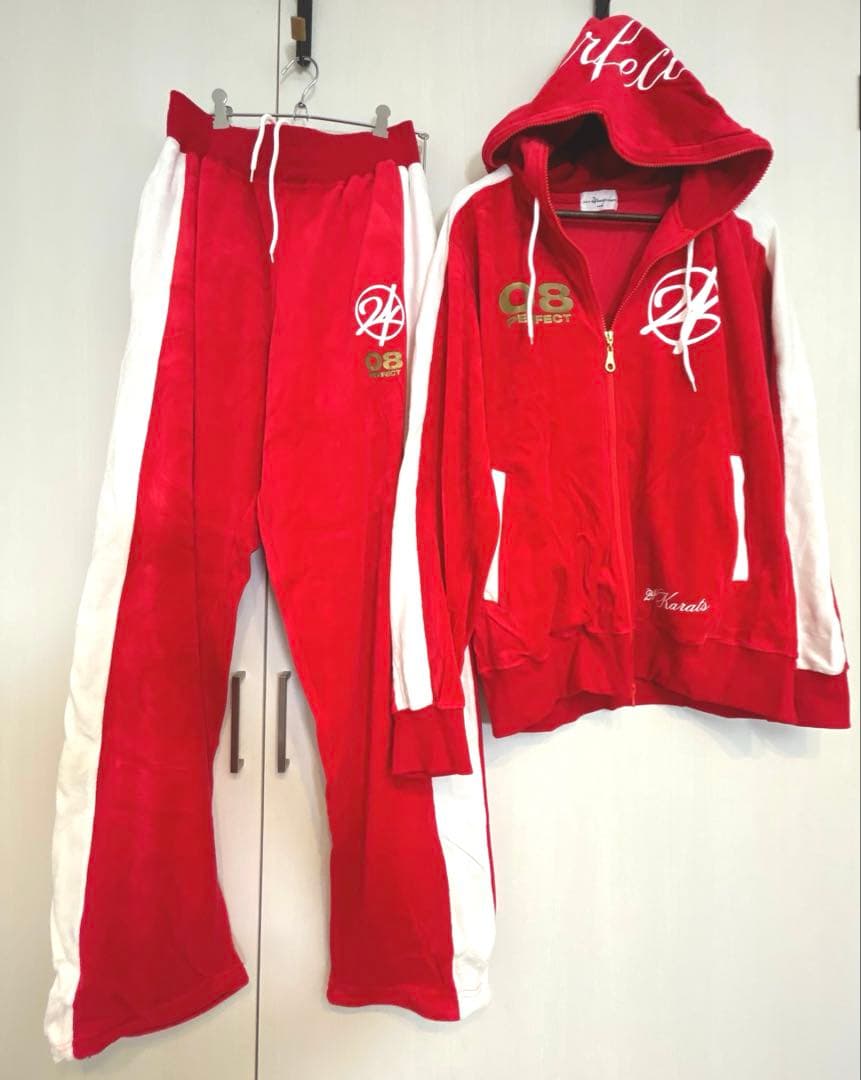 EXILE 24karats ジャージ 赤 セットアップ ベロア Lサイズ