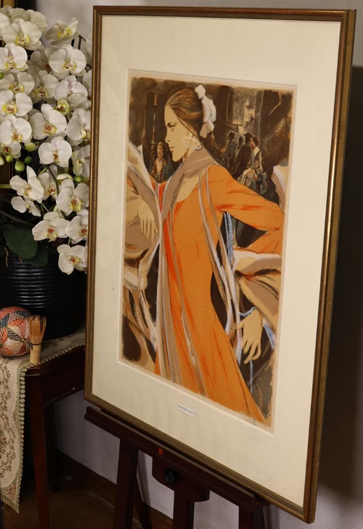 斉藤三郎　「 広場の踊り子 」　リトグラフ　54/150　直筆サイン　BK025