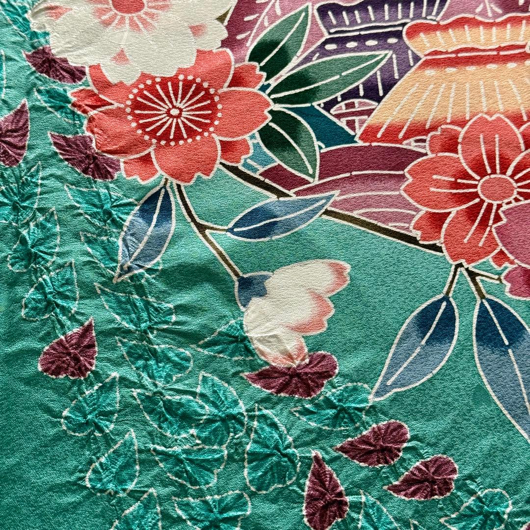 未使用品　振袖フルセット　トールサイズ　新品長襦袢　グリーン　161〜176cm