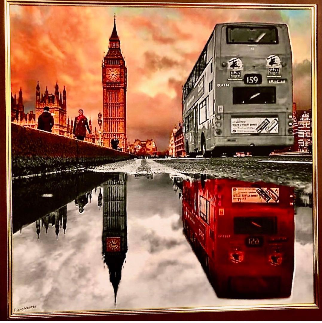 Piear Hearts「ロンドン夕景」真作サイン入り額装済み100人展入選作品