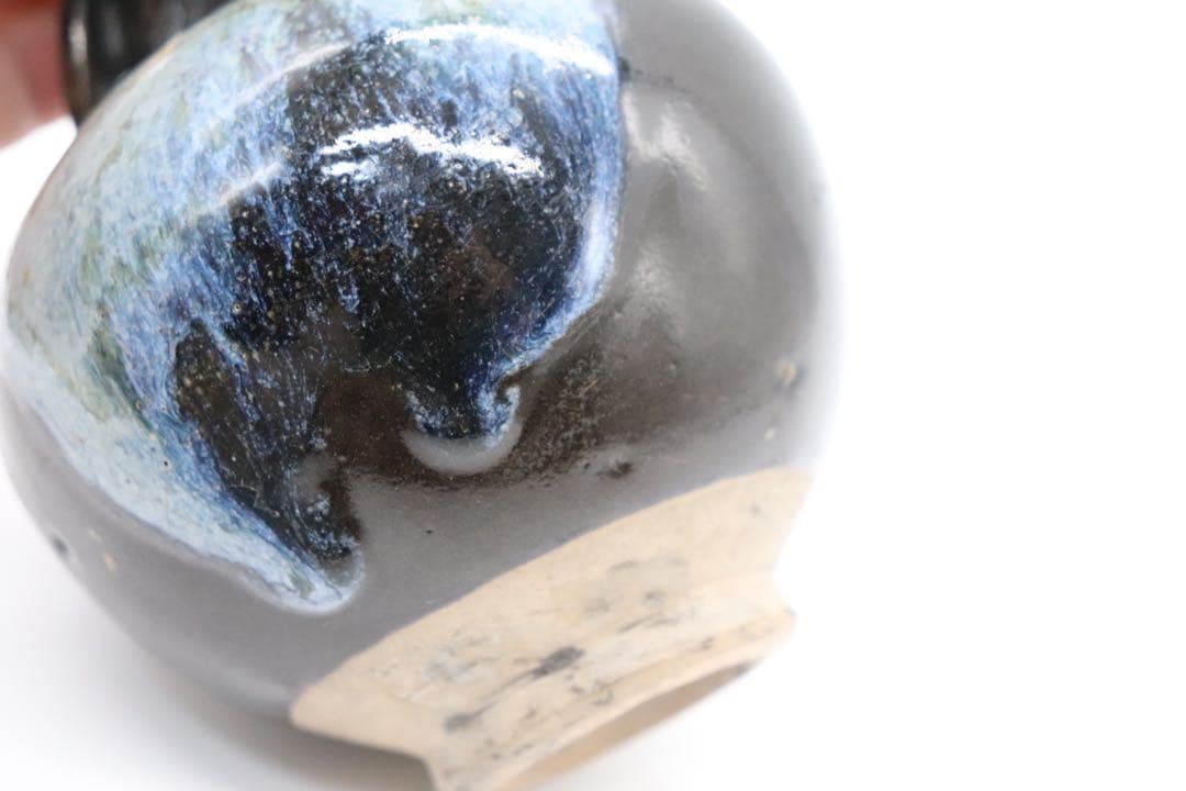 中国　鈞釉蓋耳瓢箪瓶　送料込み0111