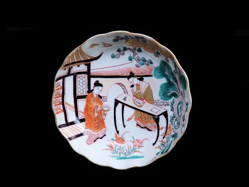古伊万里　金襴手　唐人美人図　膾皿　５客　615AS-AEy
