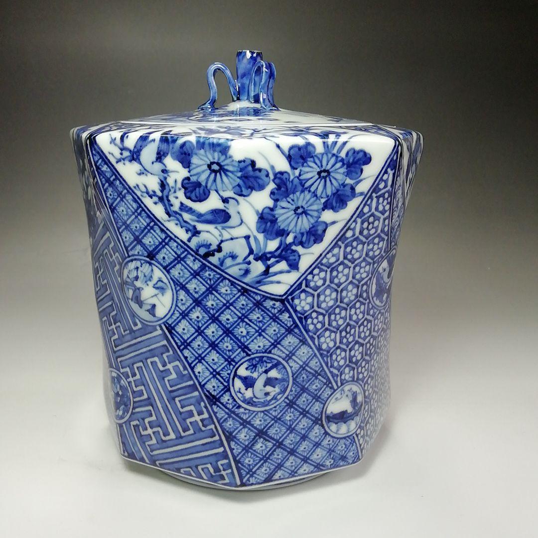 Ｓ５８１　水指　『祥瑞花鳥八角』『勝見永泉作』　共箱　茶道具