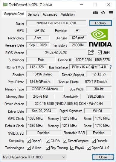 グラフィックボード・グラボ・ビデオカード PALIT GeForce RTX 3090 GameRock