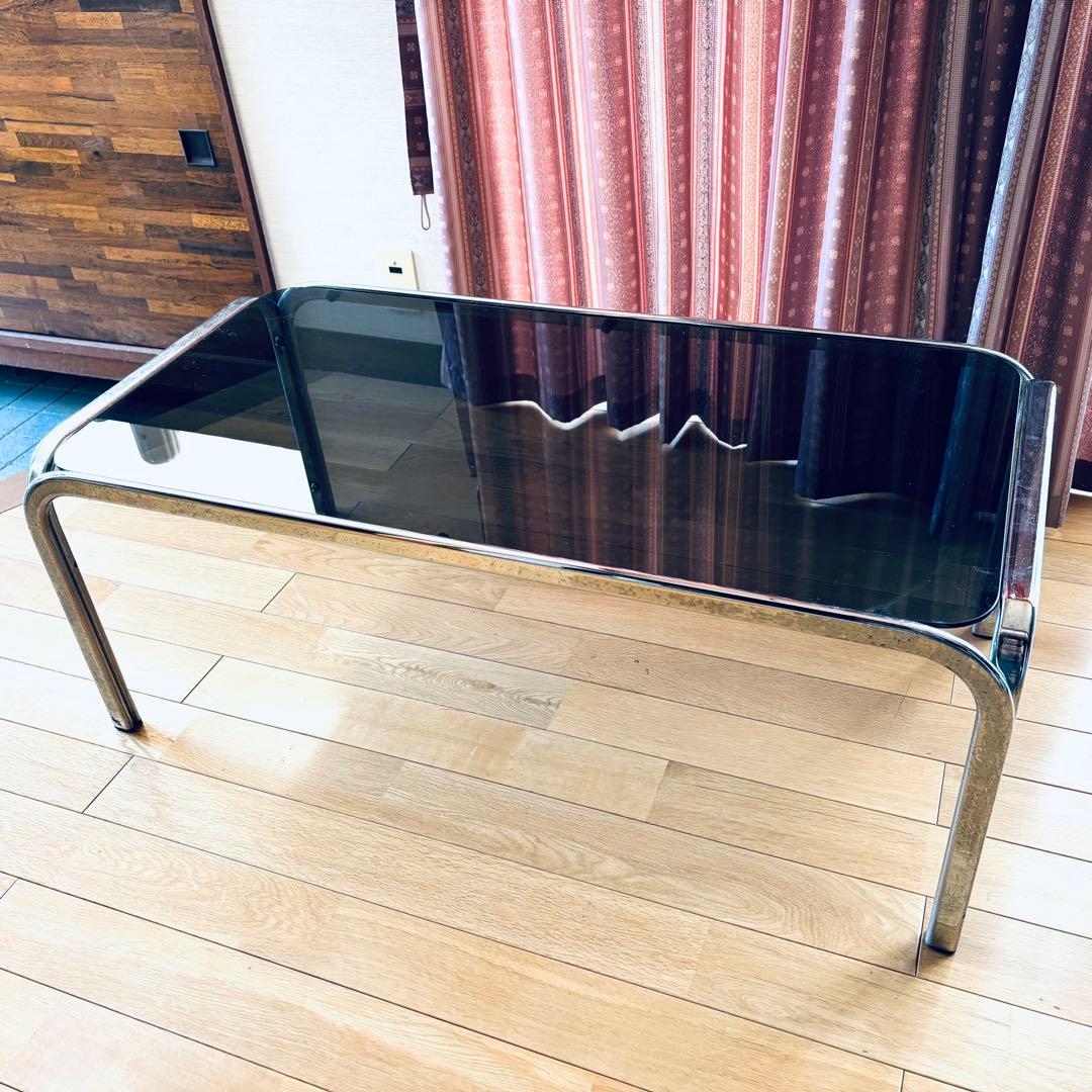 【昭和レトロ】80年代　ガラステーブル　大　ビンテージ