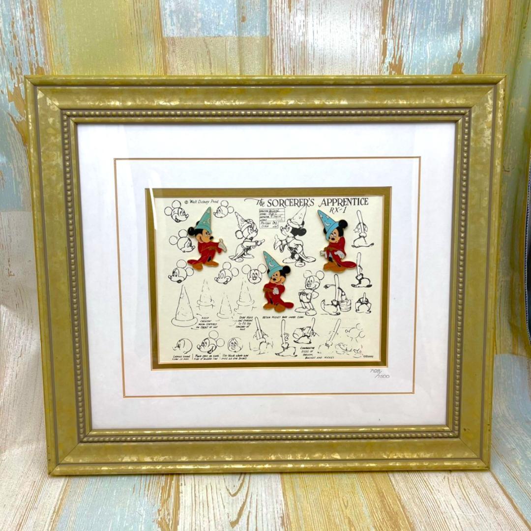 限定品★ミッキーマウス 魔法使いの弟子 ファンタジア モデルシート 絵画 額縁