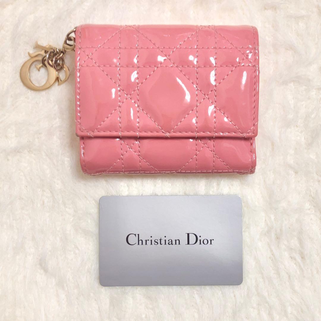 日本限定Dior ディオール Lady Dior Lotus 三つ折り財布ピンク