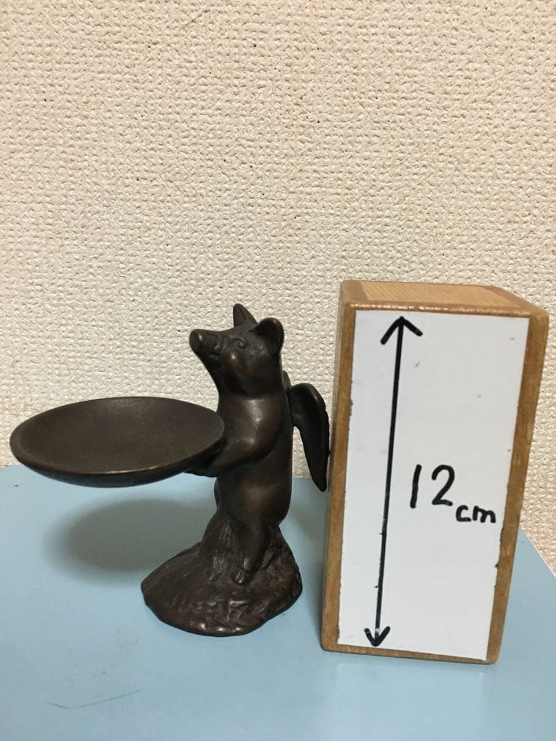 真鍮製？金属製天使のこぶたアクセサリー台　エンジェルピッグ小物入れジュエルケース