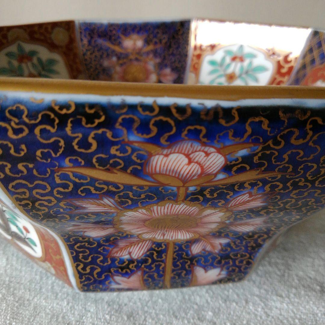 古伊万里　染錦草花　鉢