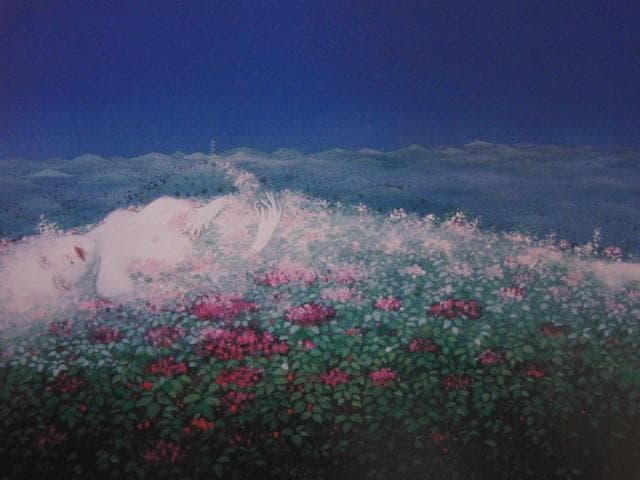 石踊達哉、【花伝説】、希少な額装用画集より、新品額装付、状態良好