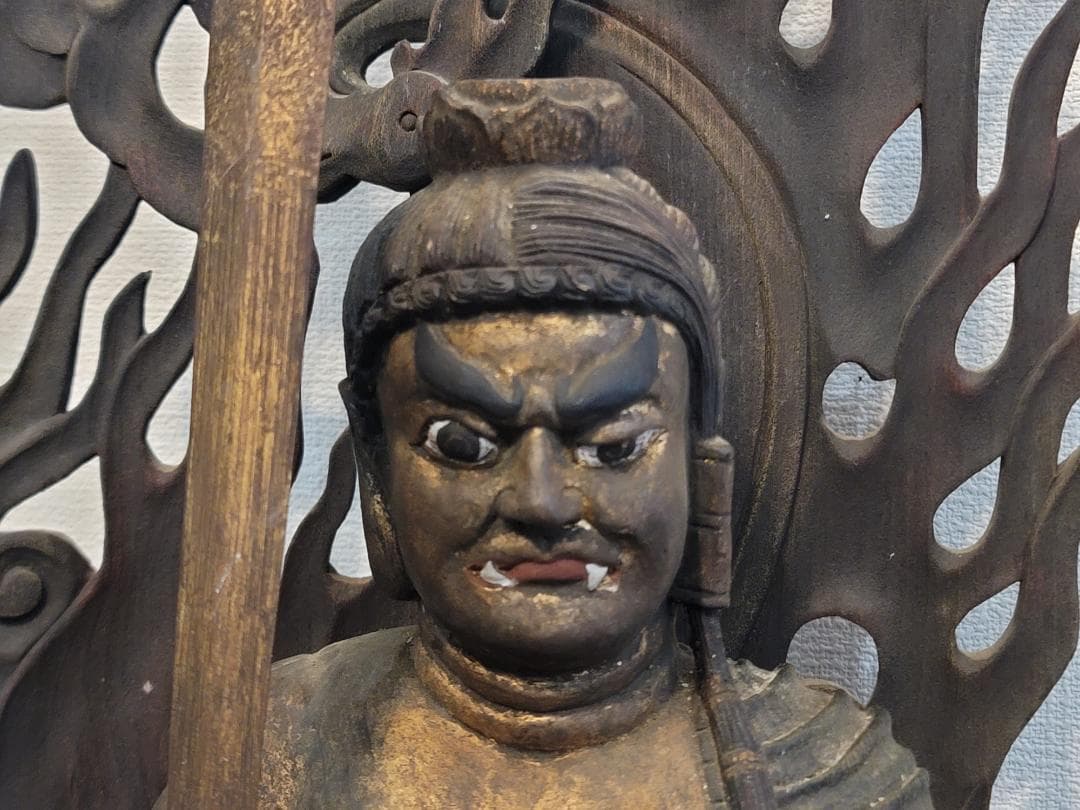 DT595 古い 木彫 不動明王像 95cm 迫力ある逸品