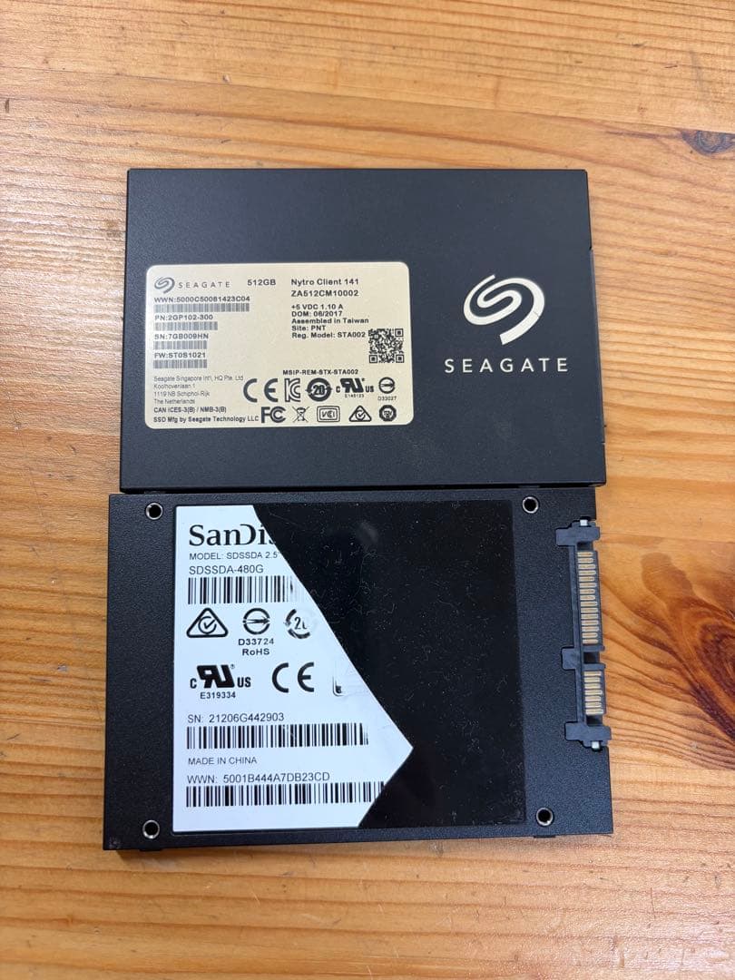 内蔵型SSD Seagate 512GB SanDisk 480GB SSD