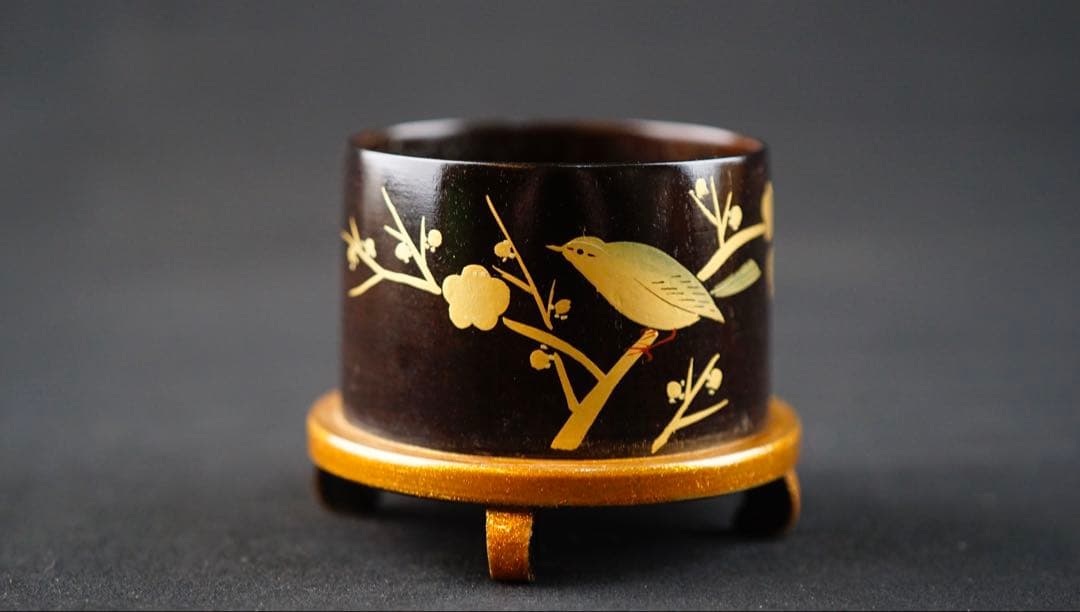 中村宗悦　初音蒔絵　鳥篭型茶器　共箱