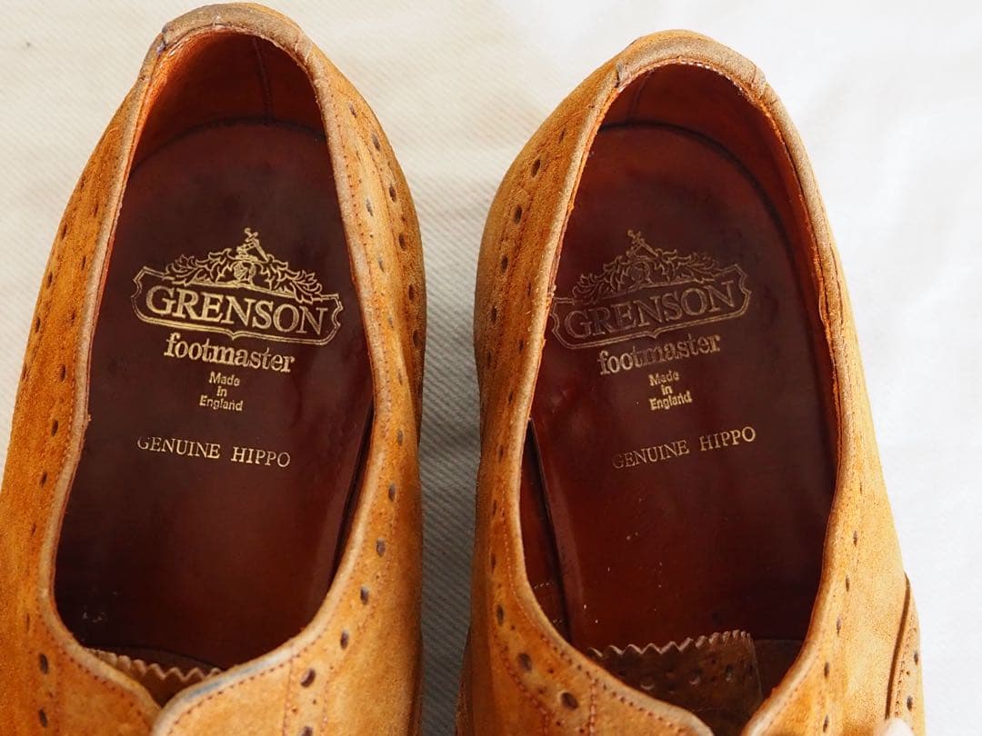 靴 70s Grenson Genuine Hippo shot wing tip