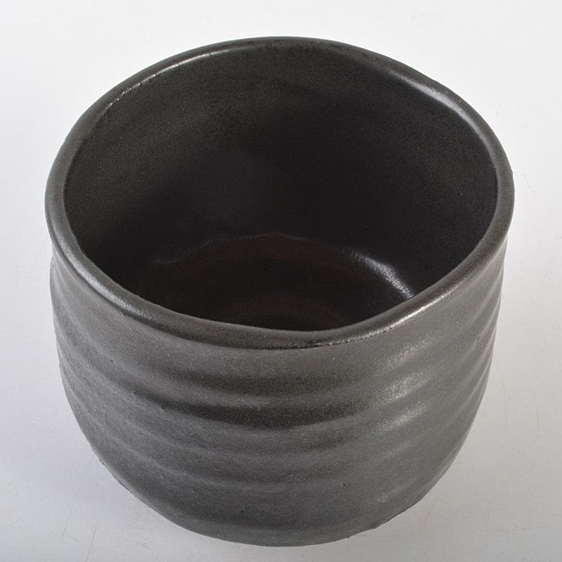 クレヨン7色　茶道具　瀬戸焼　瀬戸黒葵紋印　茶碗　時代箱付　M　R6810