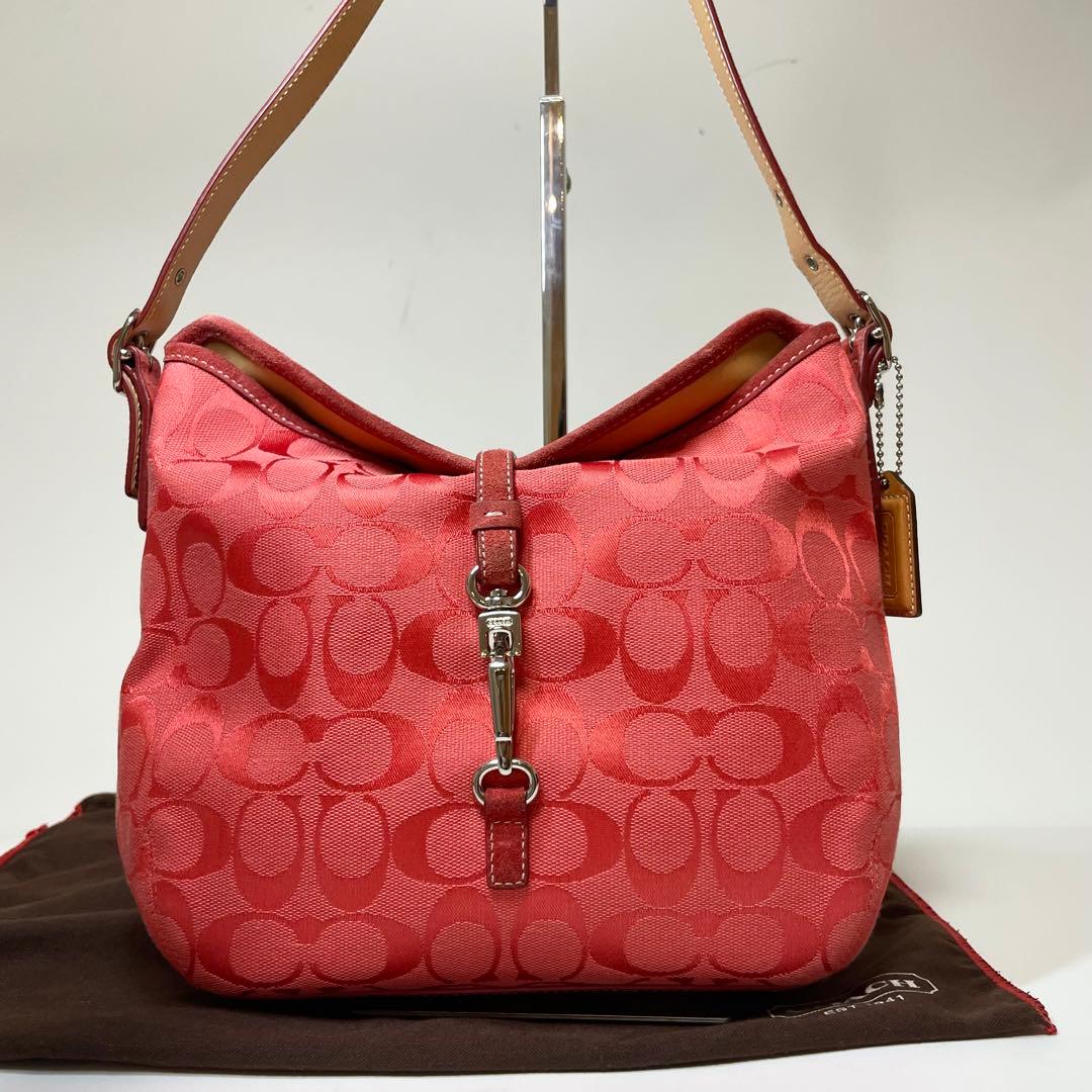 美品✨️COACH ショルダーバッグ アクセサリーポーチ スエード y2k 赤